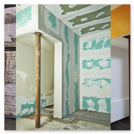 Antes y después de muro de tablarroca